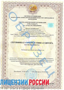 Образец сертификата соответствия аудитора №ST.RU.EXP.00006174-3 Хасавюрт Сертификат ISO 22000